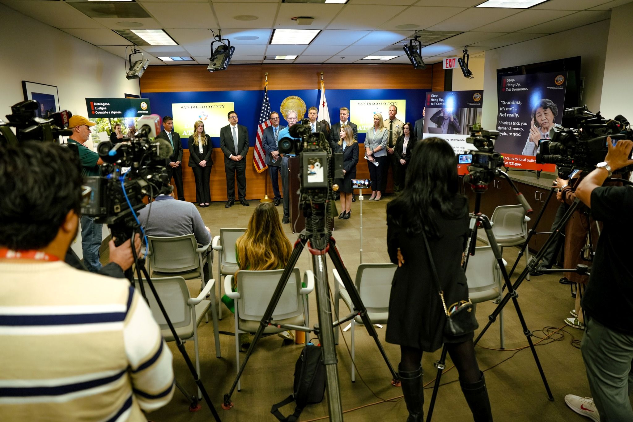 Image of DA Summer Stephan at a news conference